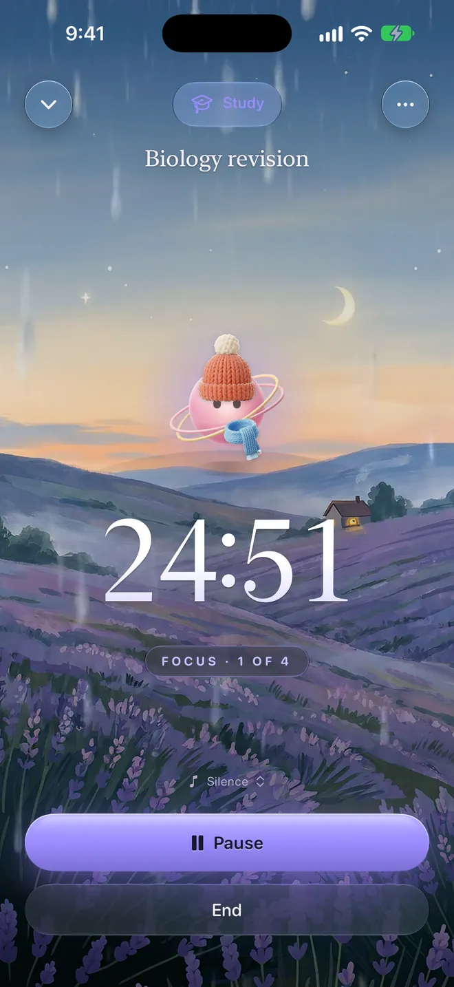 A Study session in the Lavender Rain scene