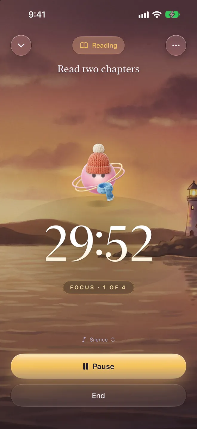 A Reading focus round with a 29:52 countdown and Orbilla