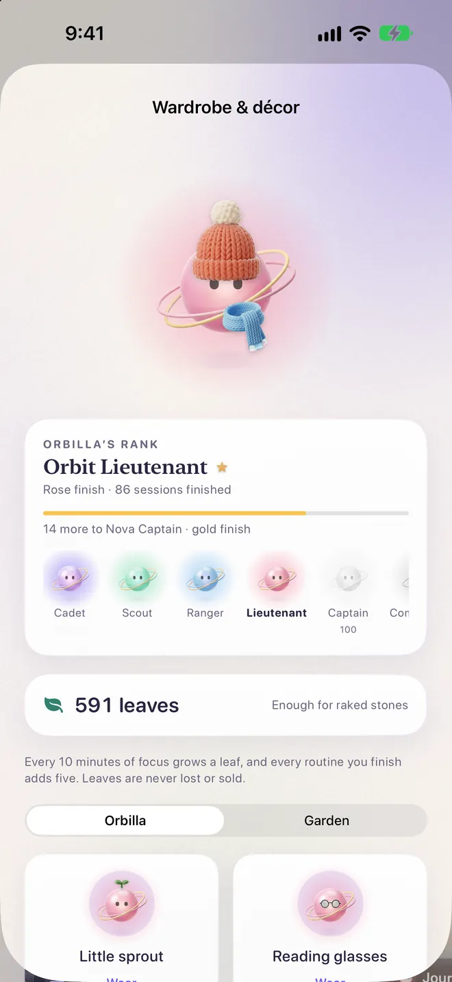Orbilla’s rank card showing Orbit Lieutenant